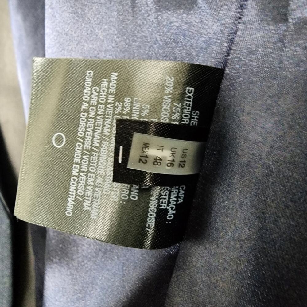 Tahari Griffin Indigo Blue Single Breasted Blazer NWT Faux Leather Trim 12 - Picture 11 of 11